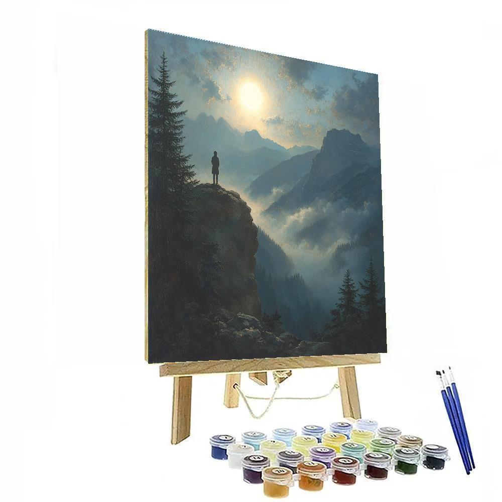 Caspar David Friedrich Inspired Moonlit Mountain Pass DIY paint by numbers