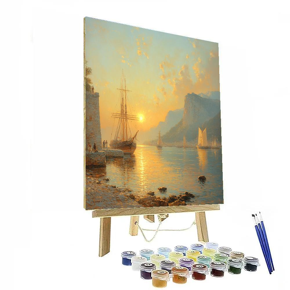 Claude Lorrain Inspired Harbor Sunrise paint by color