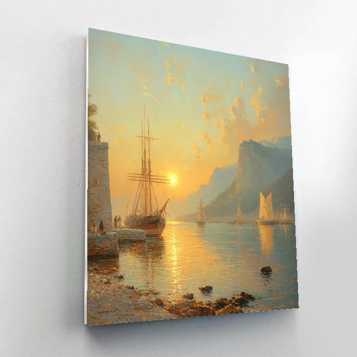 Claude Lorrain Inspired Harbor Sunrise paint by color