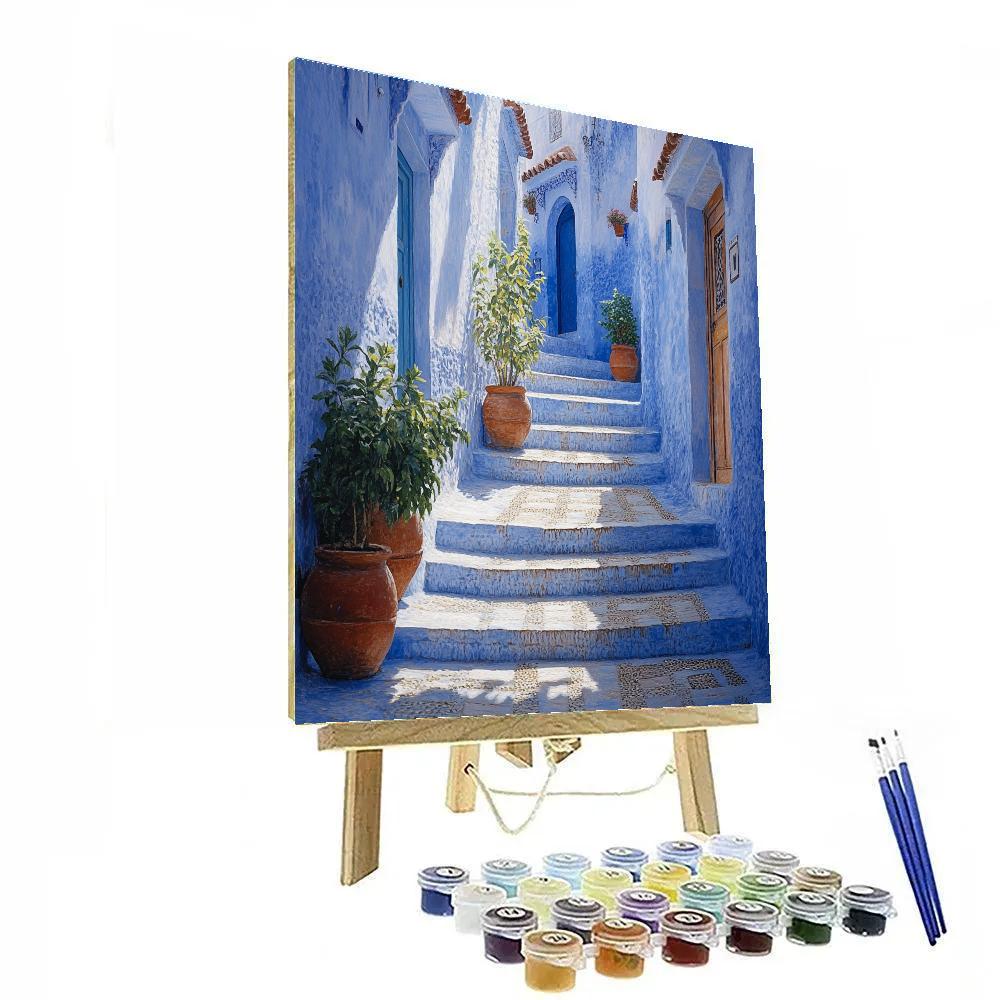 The Blue City Walls Of Chefchaouen Morocco painting number kit