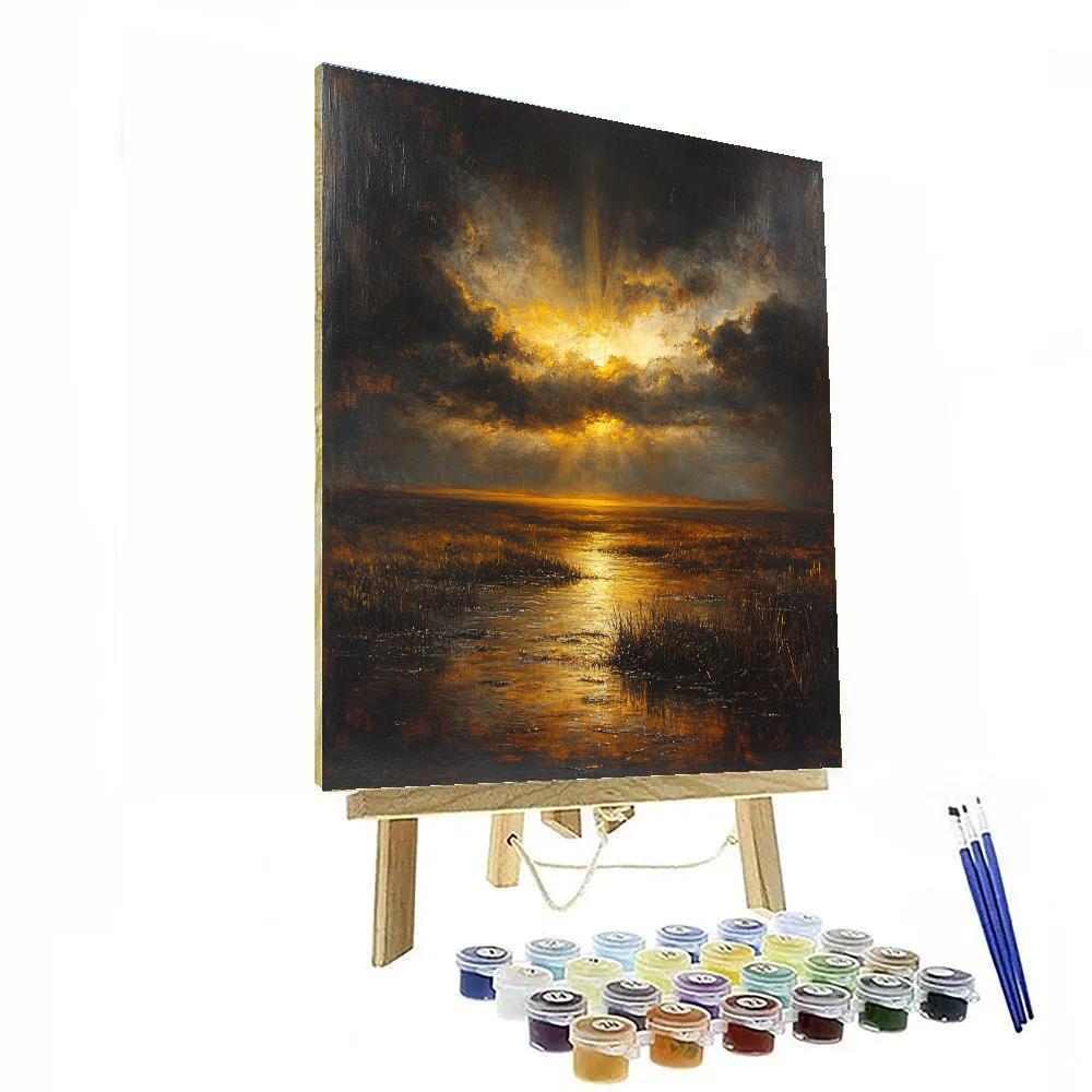 Rembrandt Inspired Sunbreak Over Flooded Polder Numbered painting kits