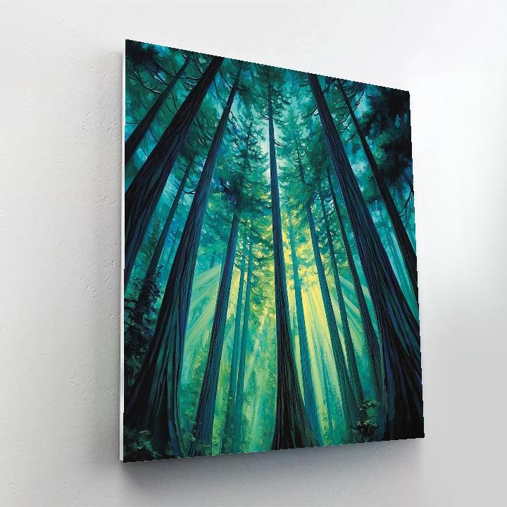 Emily Carr Inspired Cathedral Cedar Vortex paint by number
