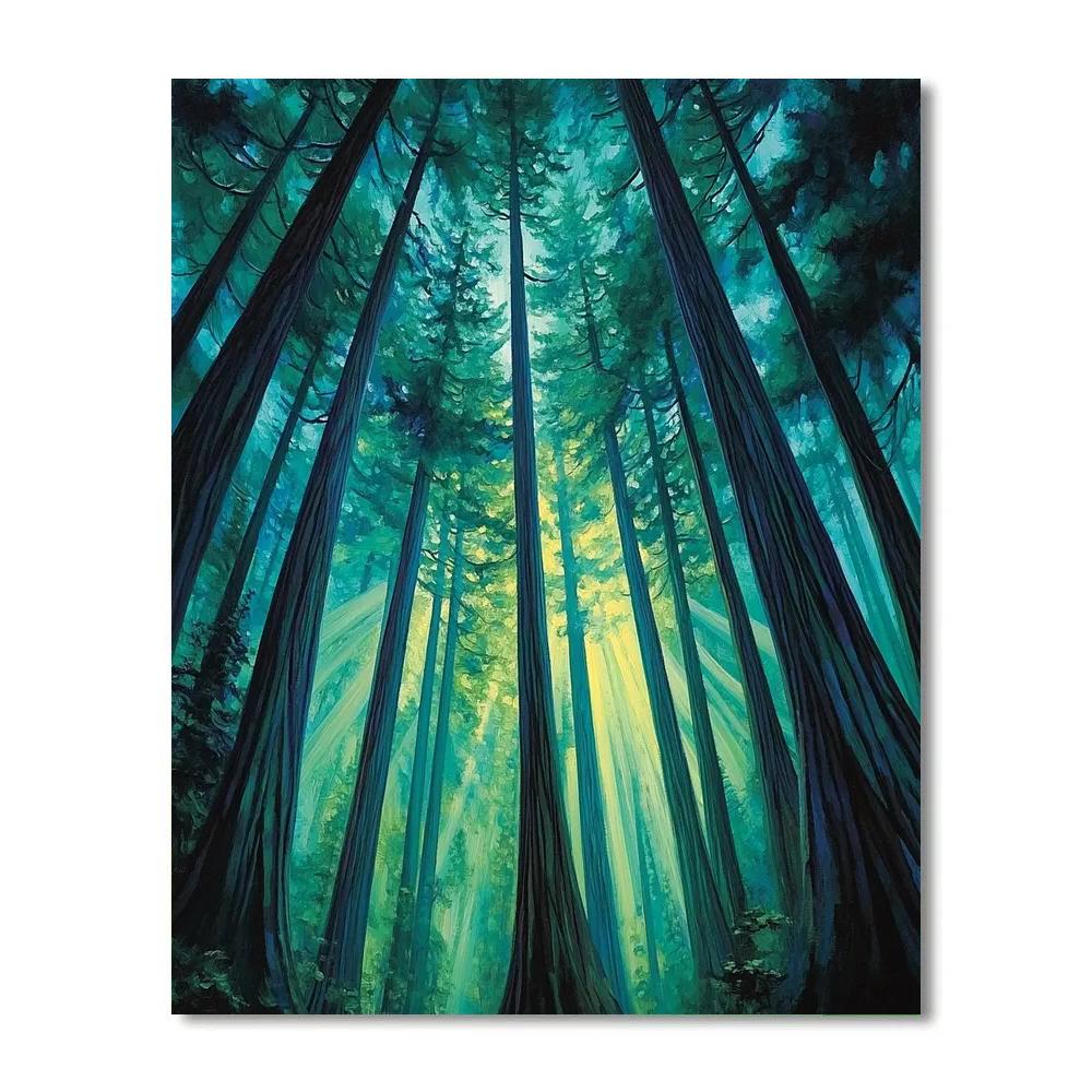 Emily Carr Inspired Cathedral Cedar Vortex paint by number