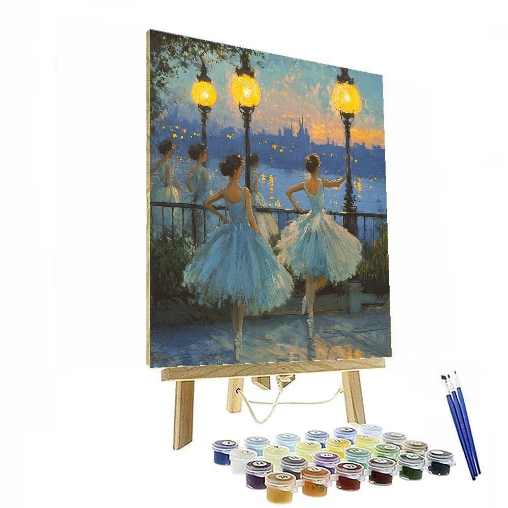 Edgar Degas Inspired Ballet Under Streetlights DIY paint by numbers