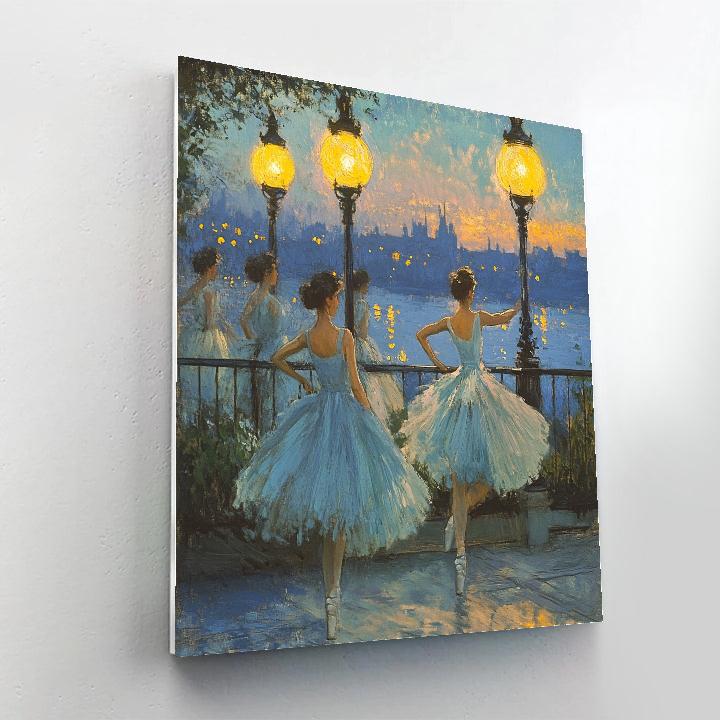 Edgar Degas Inspired Ballet Under Streetlights DIY paint by numbers