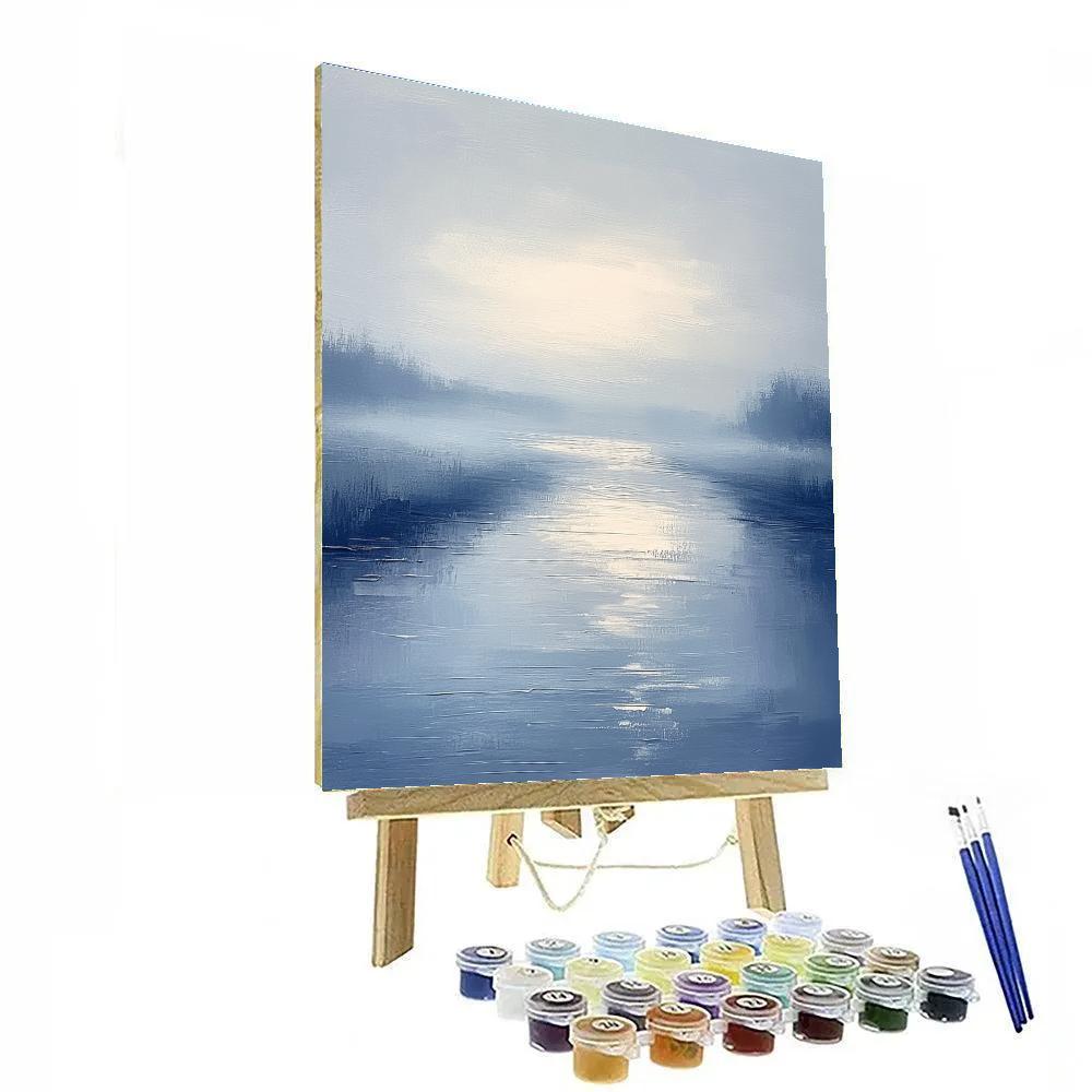 Claude Monet Inspired Foggy Seine Morning In Silver Blue Painting by numbers kit
