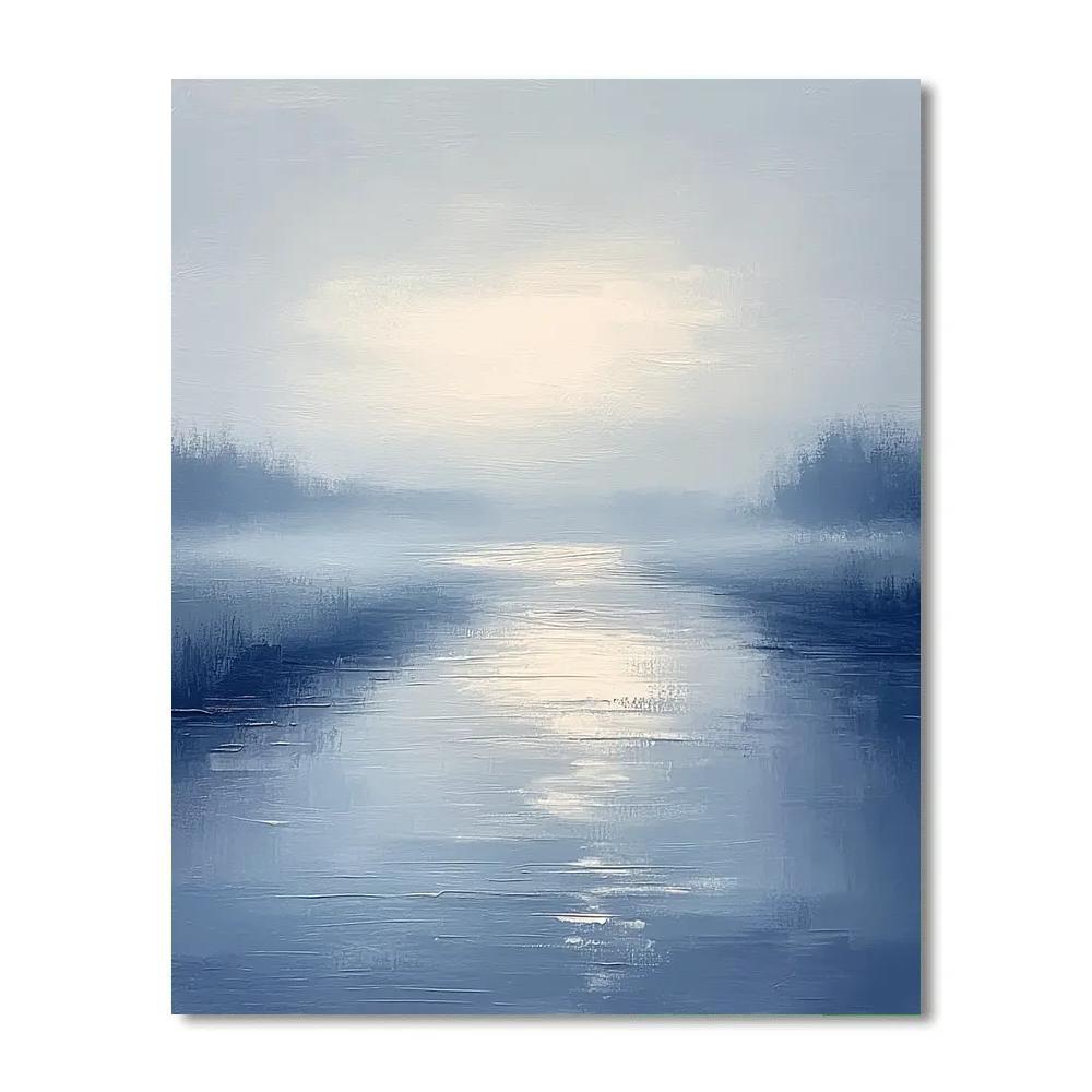 Claude Monet Inspired Foggy Seine Morning In Silver Blue Painting by numbers kit
