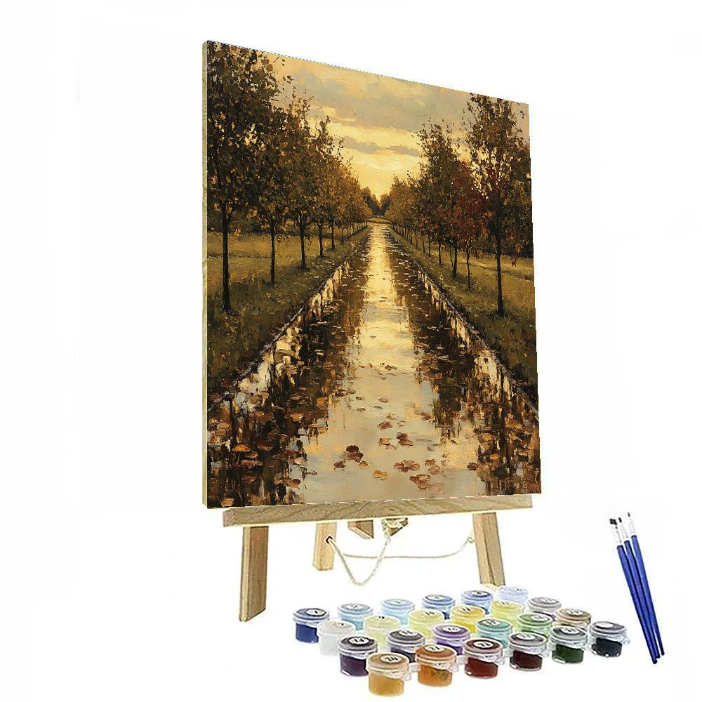 Claude Monet Inspired Autumn Orchard After Rain paint by color