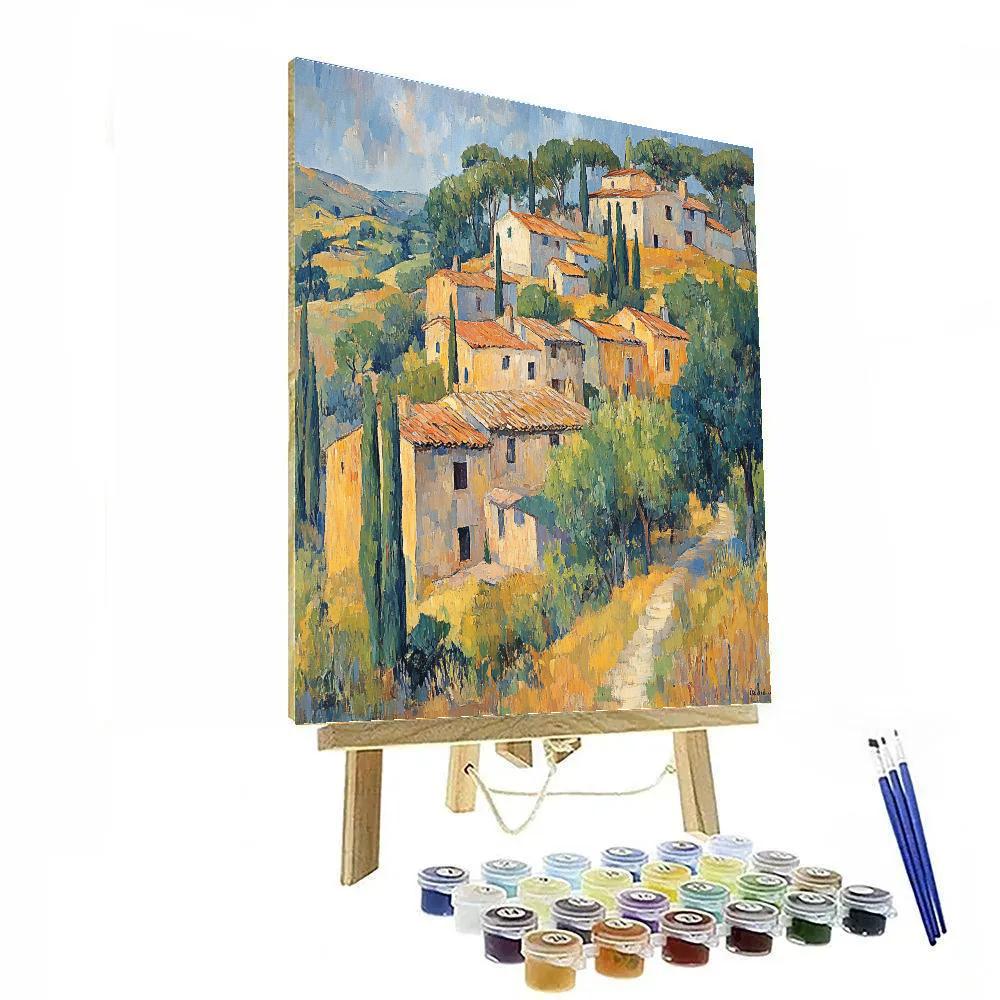 Paul Cezanne Inspired Village Among Hills paint by number