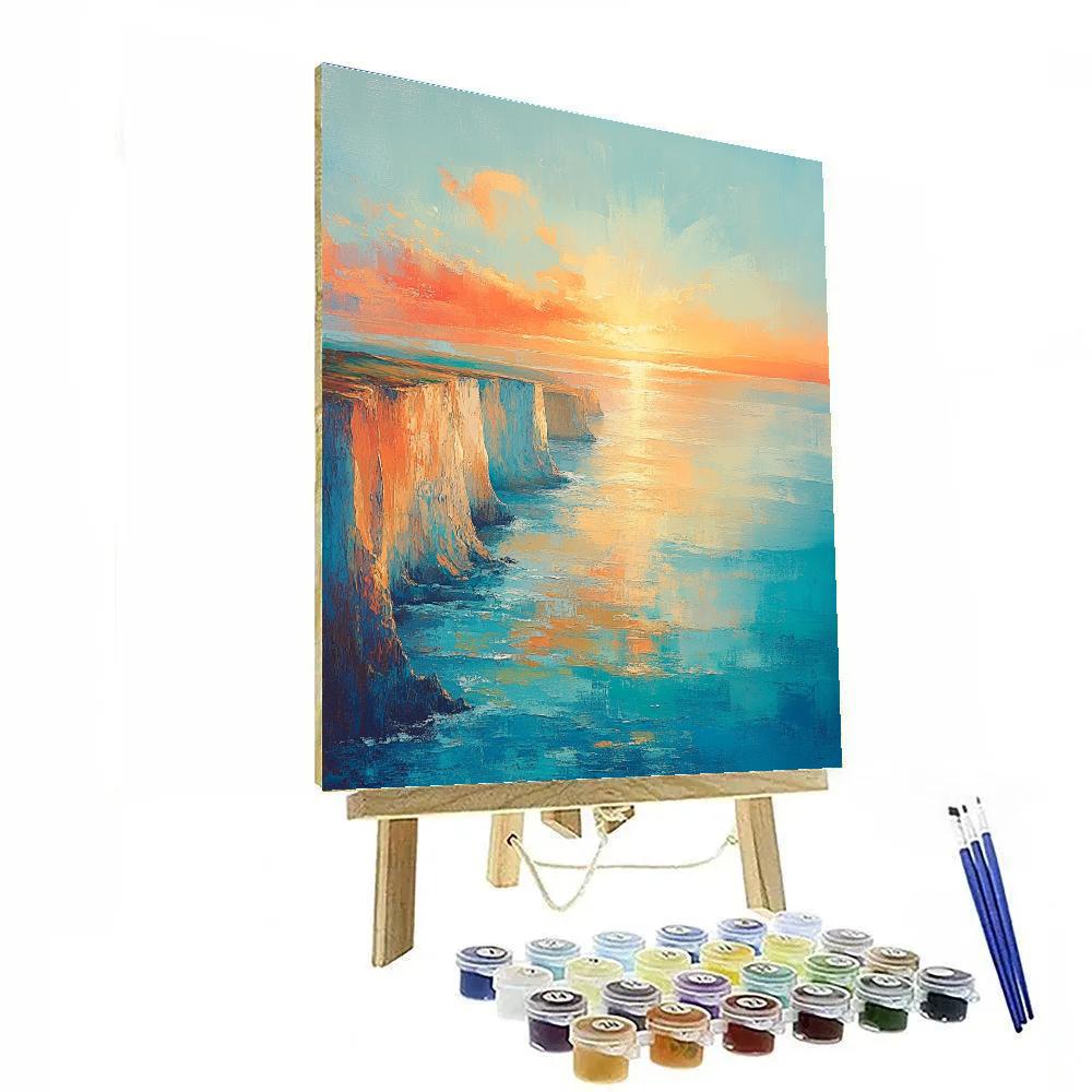 Claude Monet Inspired Coastal Cliffs In Opaline Sunset Paint by numbers kits