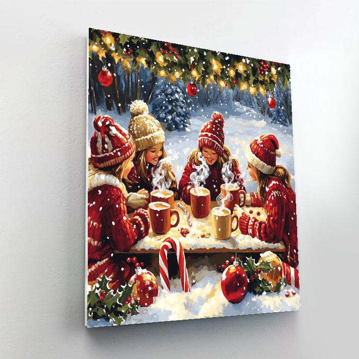 Garland Over Cocoa Mugs Painting by numbers kit