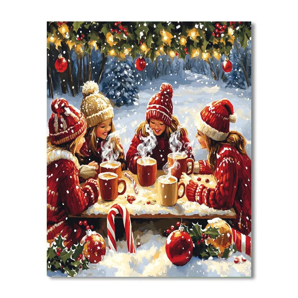 Garland Over Cocoa Mugs Painting by numbers kit