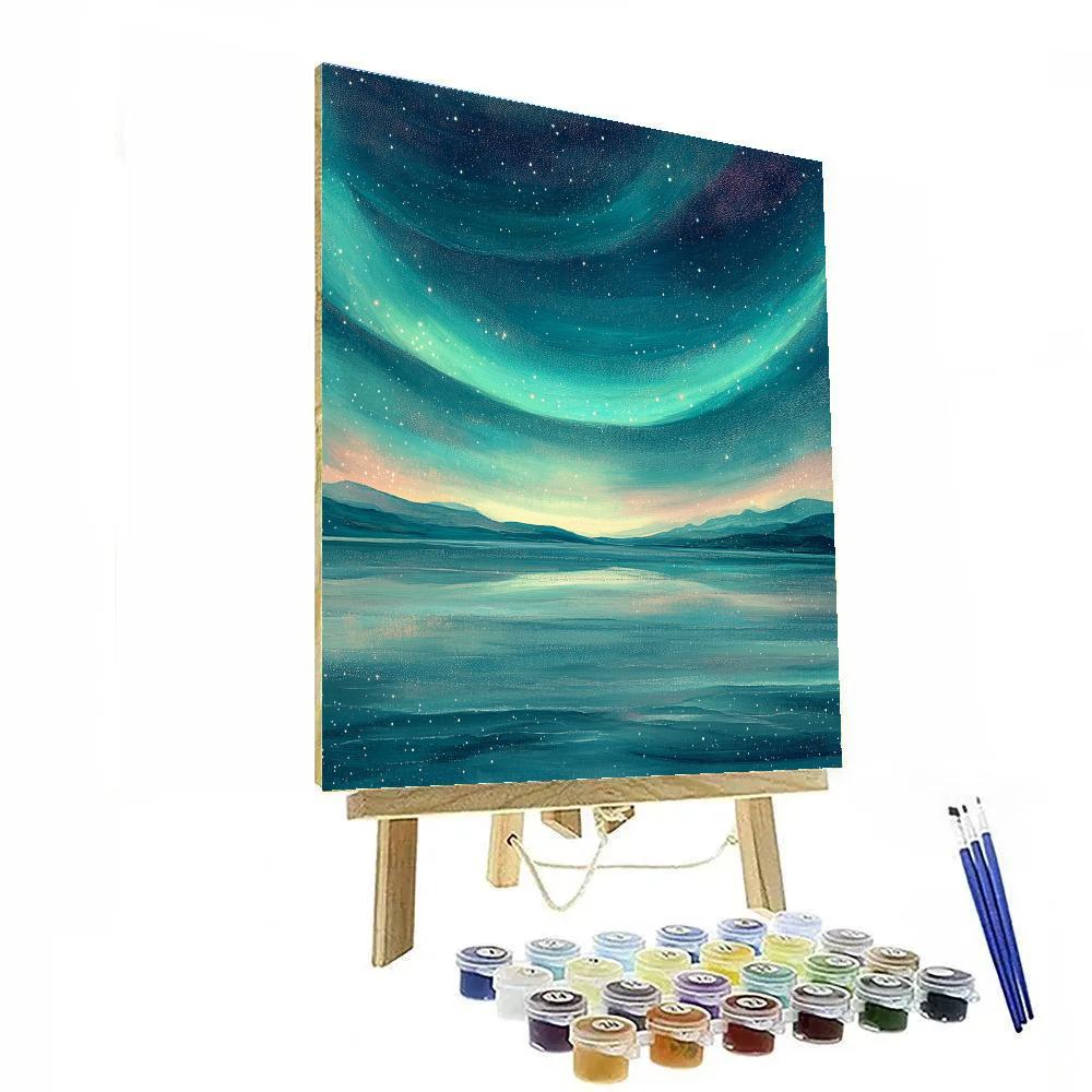 Georges Seurat Inspired Aurora Confluence Over A Silent Salt Flat painting number kit