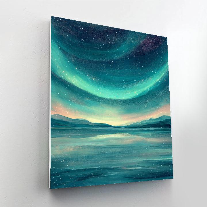 Georges Seurat Inspired Aurora Confluence Over A Silent Salt Flat painting number kit