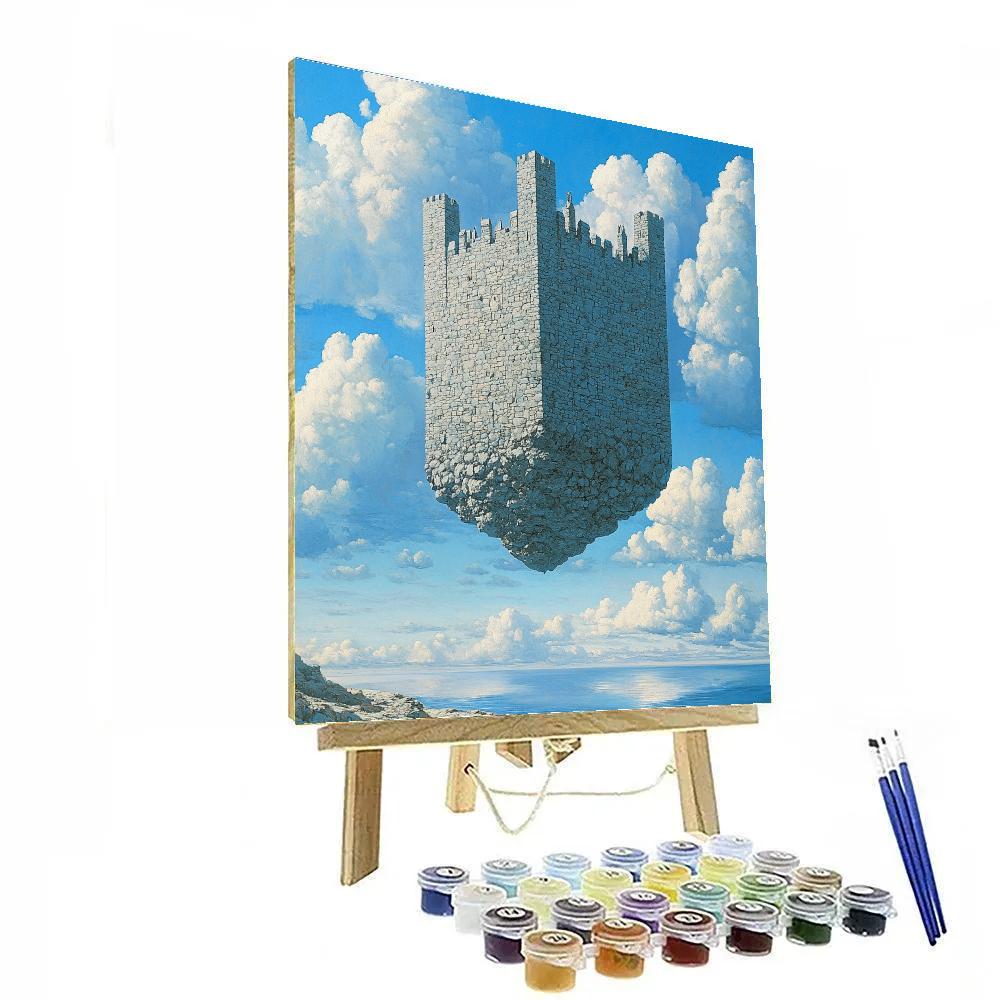 Rene Magritte Inspired Floating Castle Clouds Numbered painting kits