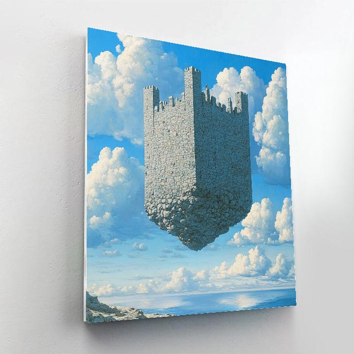 Rene Magritte Inspired Floating Castle Clouds Numbered painting kits