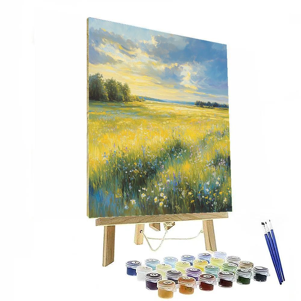 Claude Monet Inspired Spring Meadow In Dappled Cloud Shadow Number painting
