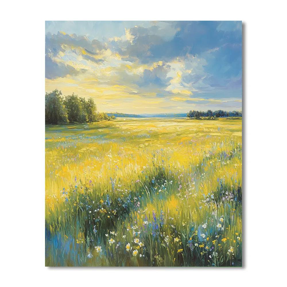Claude Monet Inspired Spring Meadow In Dappled Cloud Shadow Number painting