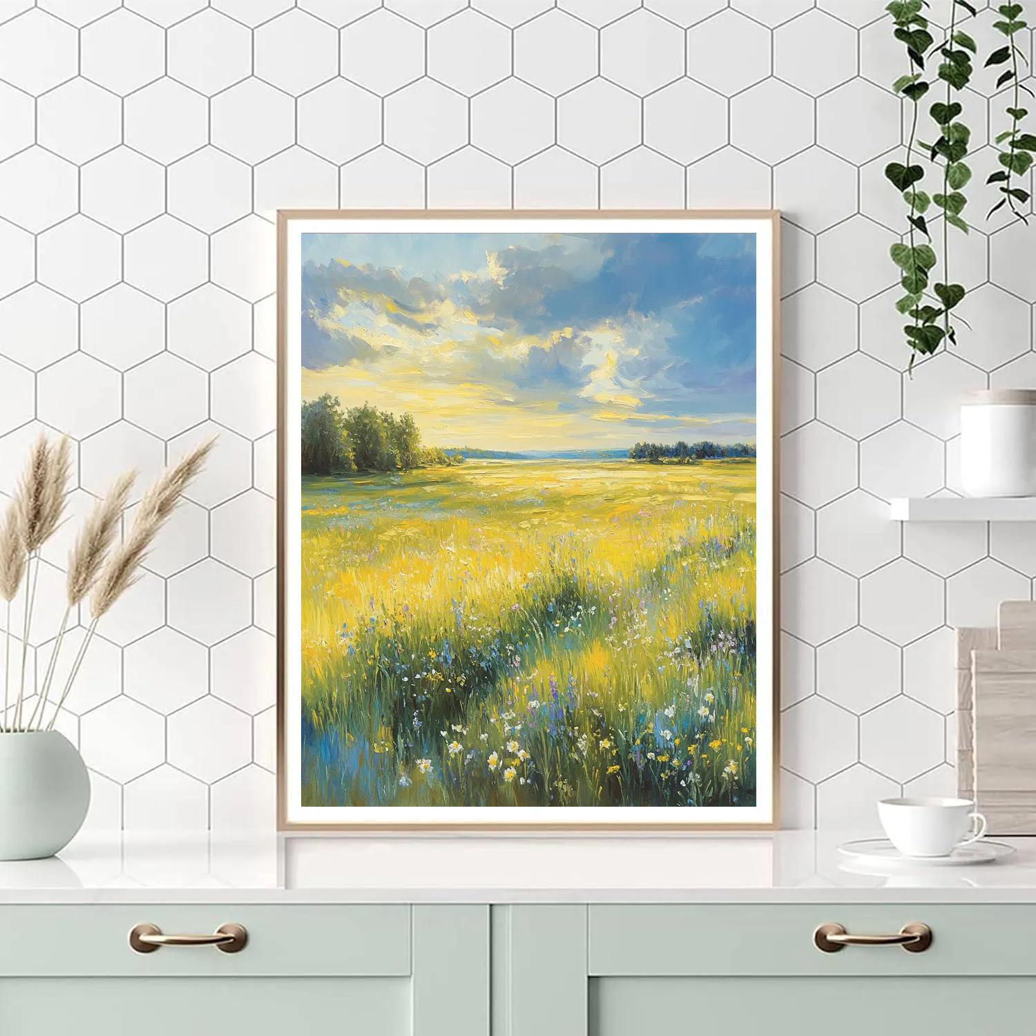 Claude Monet Inspired Spring Meadow In Dappled Cloud Shadow Number painting