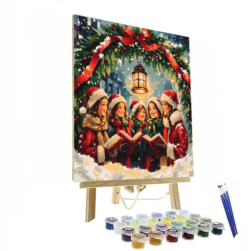 Carolers Under The Lantern Arch paint by number