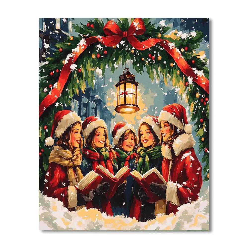 Carolers Under The Lantern Arch paint by number