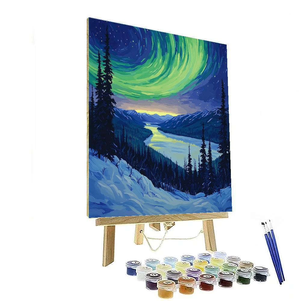 Frederick Varley Inspired Aurora Igniting A Silent Pine Ridge paint by numbers