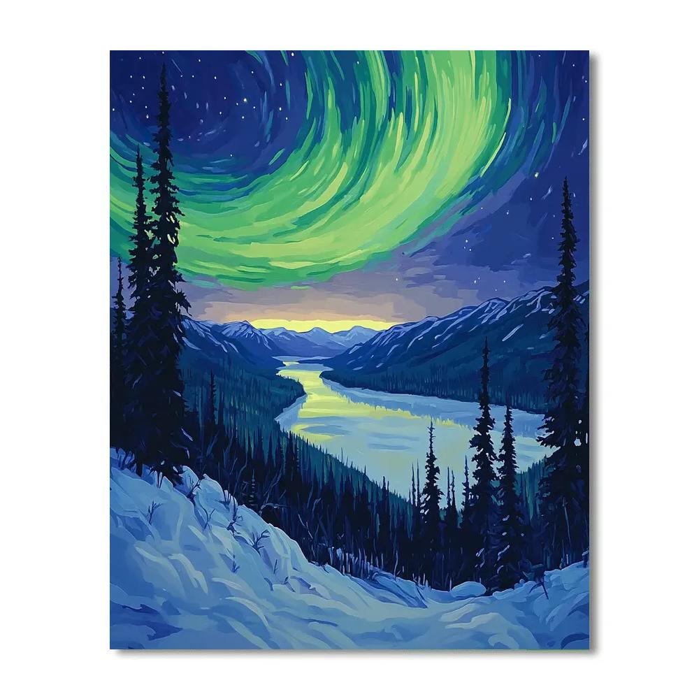 Frederick Varley Inspired Aurora Igniting A Silent Pine Ridge paint by numbers