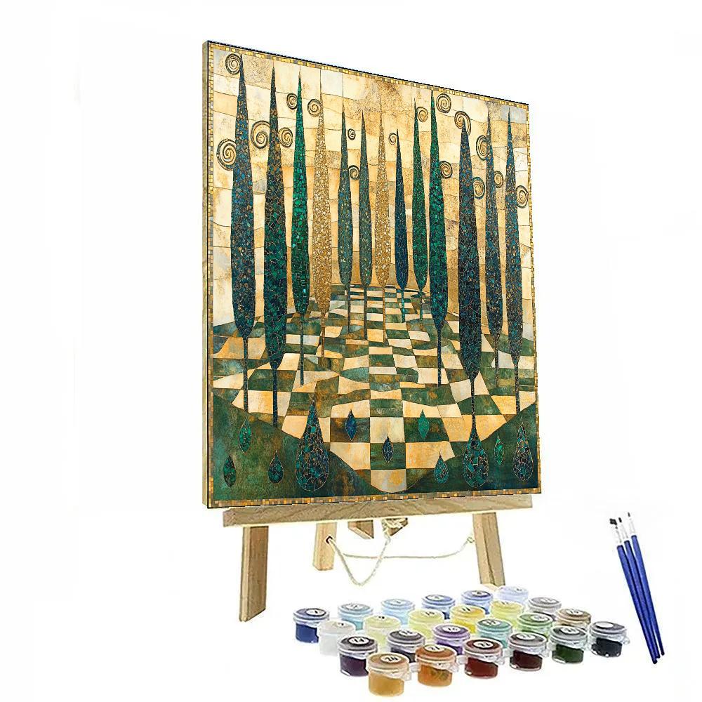 Gustav Klimt Inspired Gilded Cypress Labyrinth paint by numbers