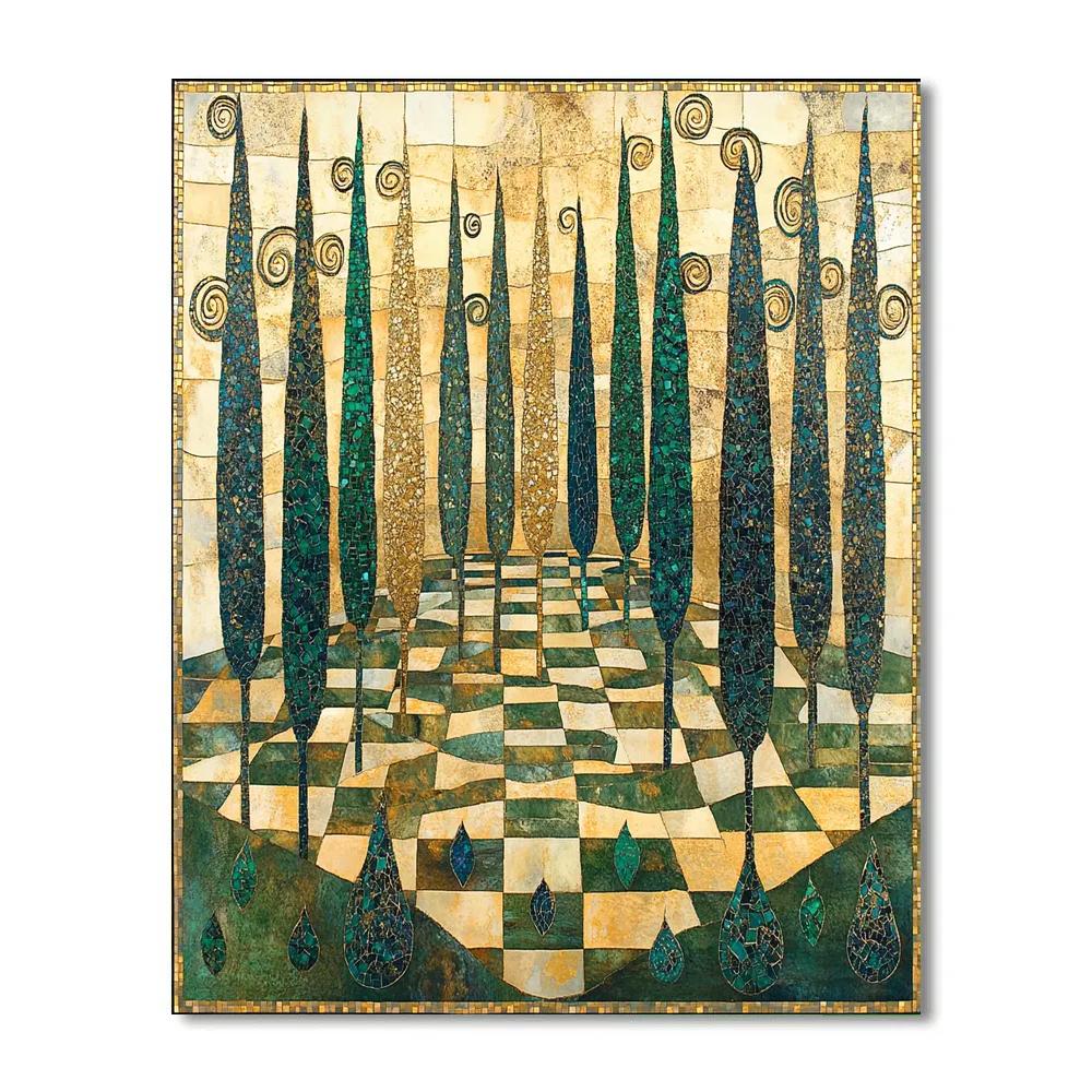 Gustav Klimt Inspired Gilded Cypress Labyrinth paint by numbers