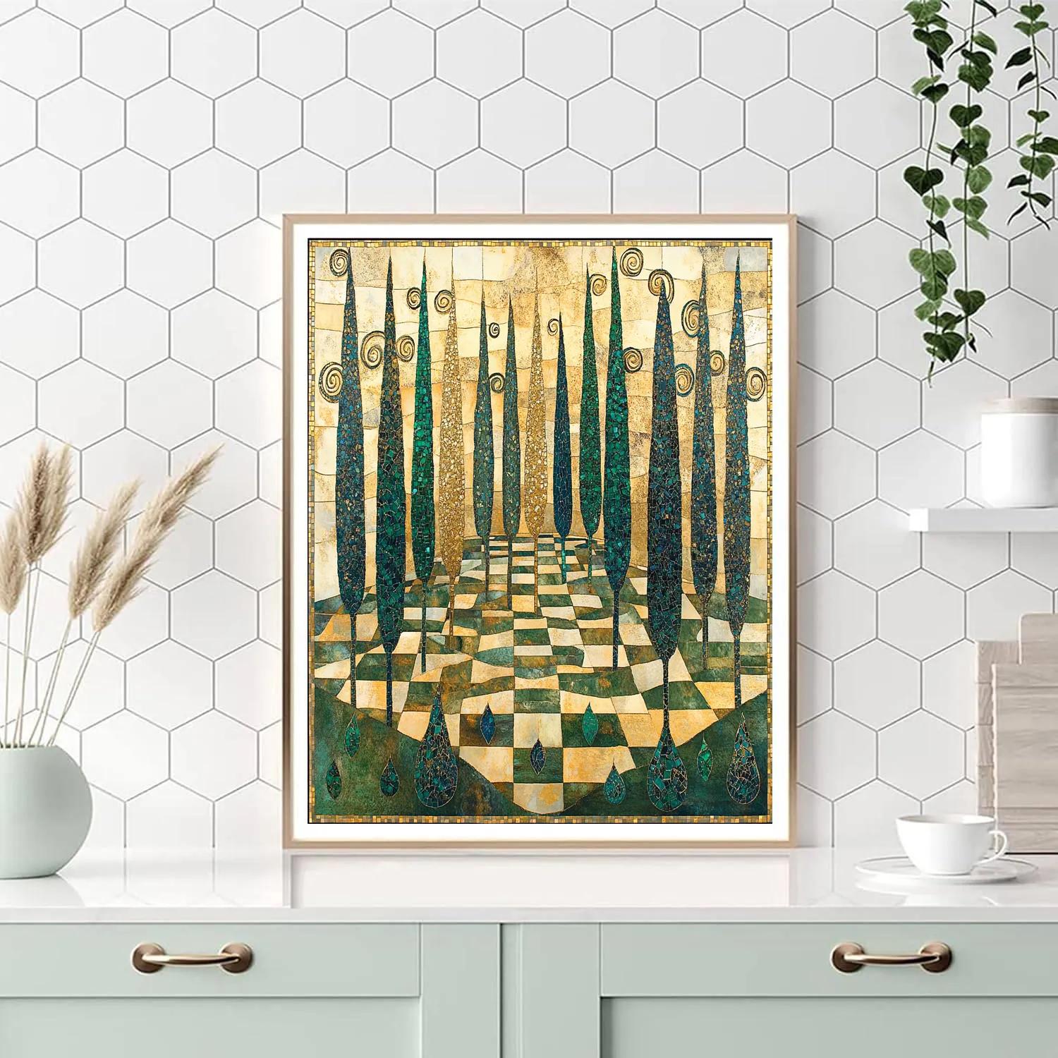 Gustav Klimt Inspired Gilded Cypress Labyrinth paint by numbers