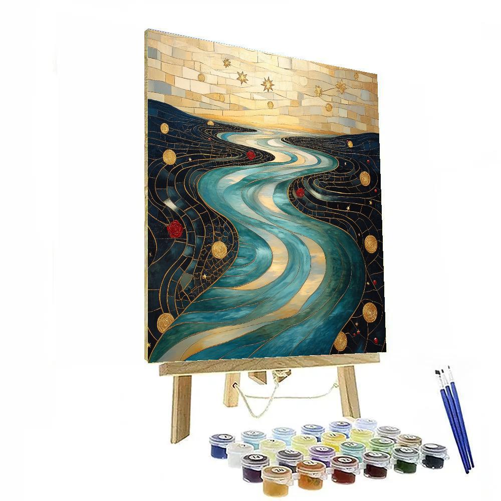 Gustav Klimt Inspired Ornamental River Of Stars Painting by numbers kit