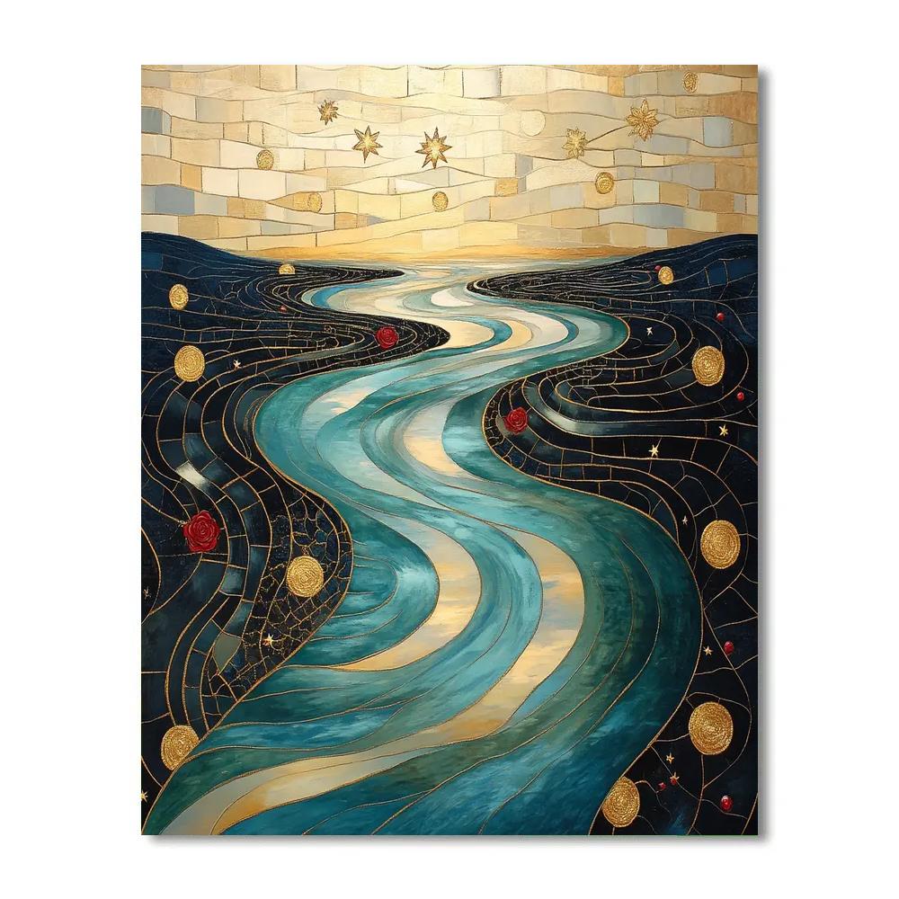 Gustav Klimt Inspired Ornamental River Of Stars Painting by numbers kit