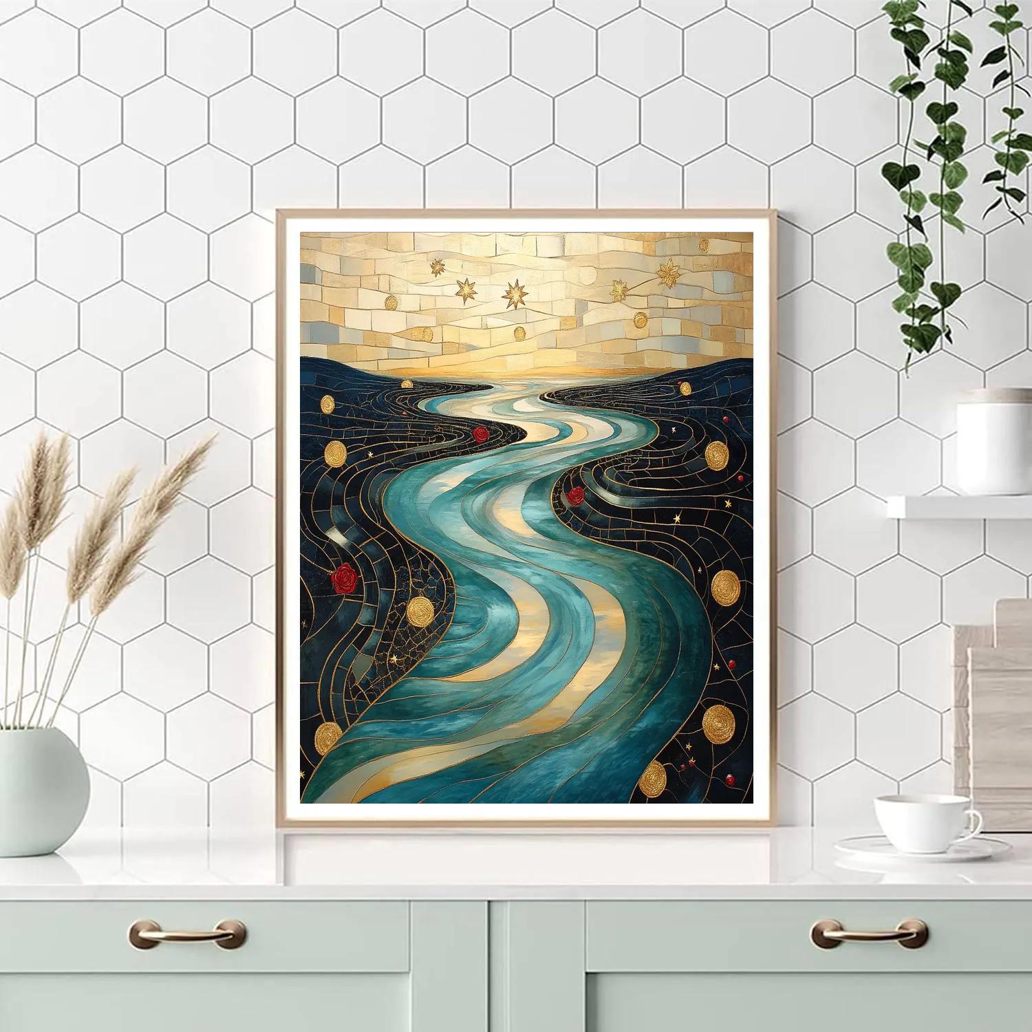 Gustav Klimt Inspired Ornamental River Of Stars Painting by numbers kit