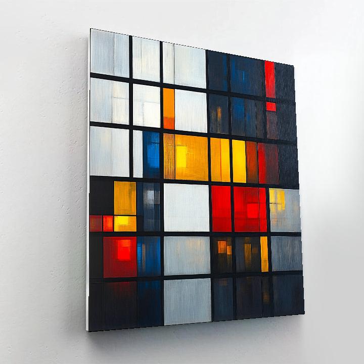 Piet Mondrian Inspired City Grid Night Number painting