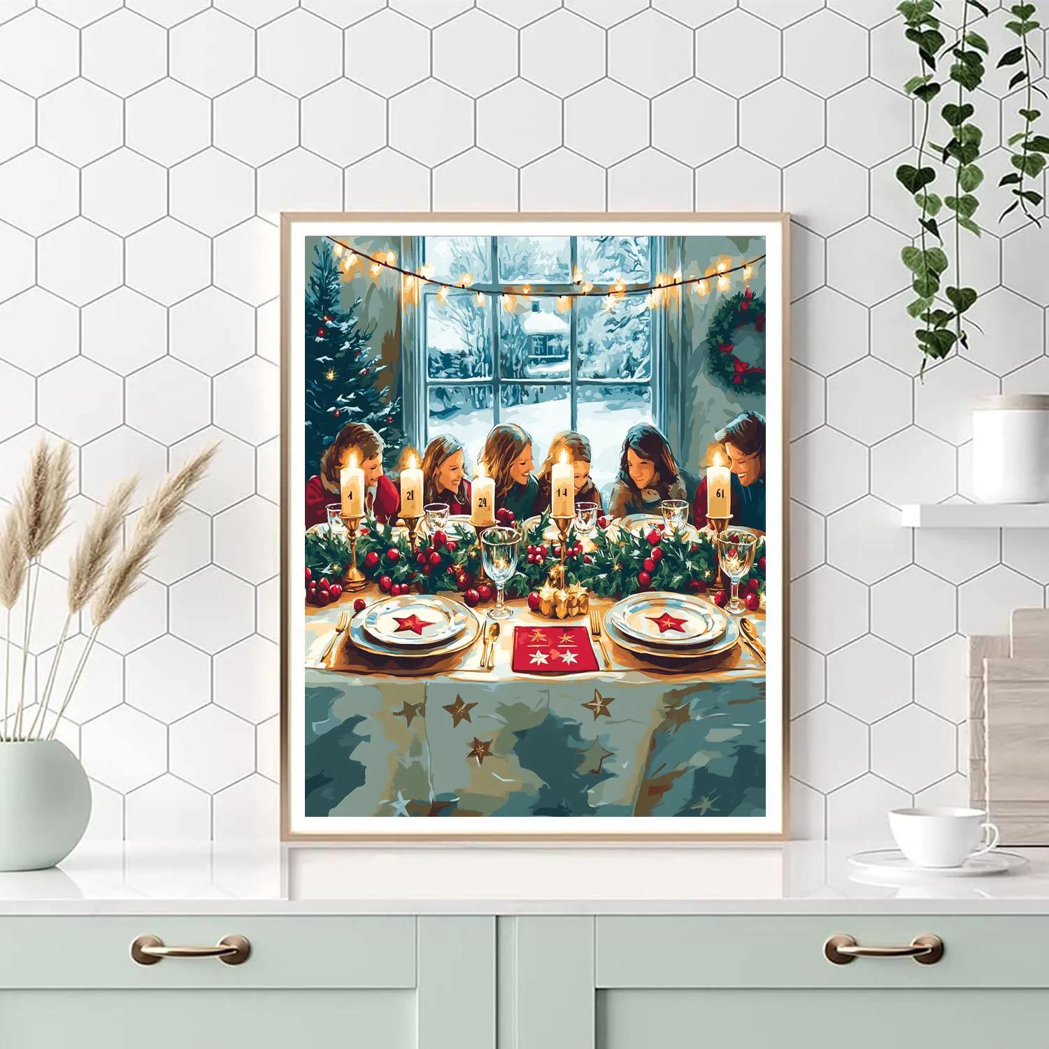 Ribboned Feast At Long Table DIY paint by numbers