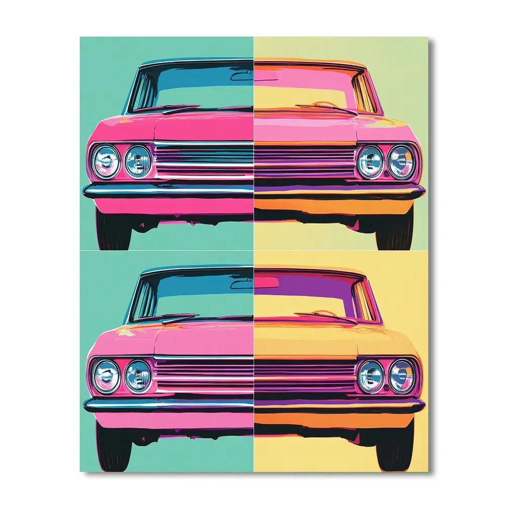 Andy Warhol Inspired Neon Vintage Car DIY paint by numbers