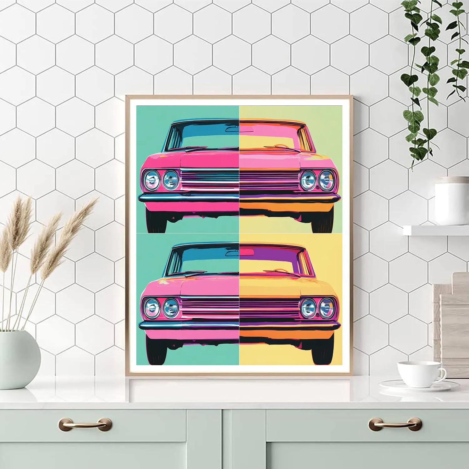 Andy Warhol Inspired Neon Vintage Car DIY paint by numbers