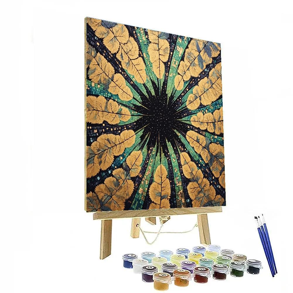 Gustav Klimt Inspired Golden Aurora Canopy paint by numbers