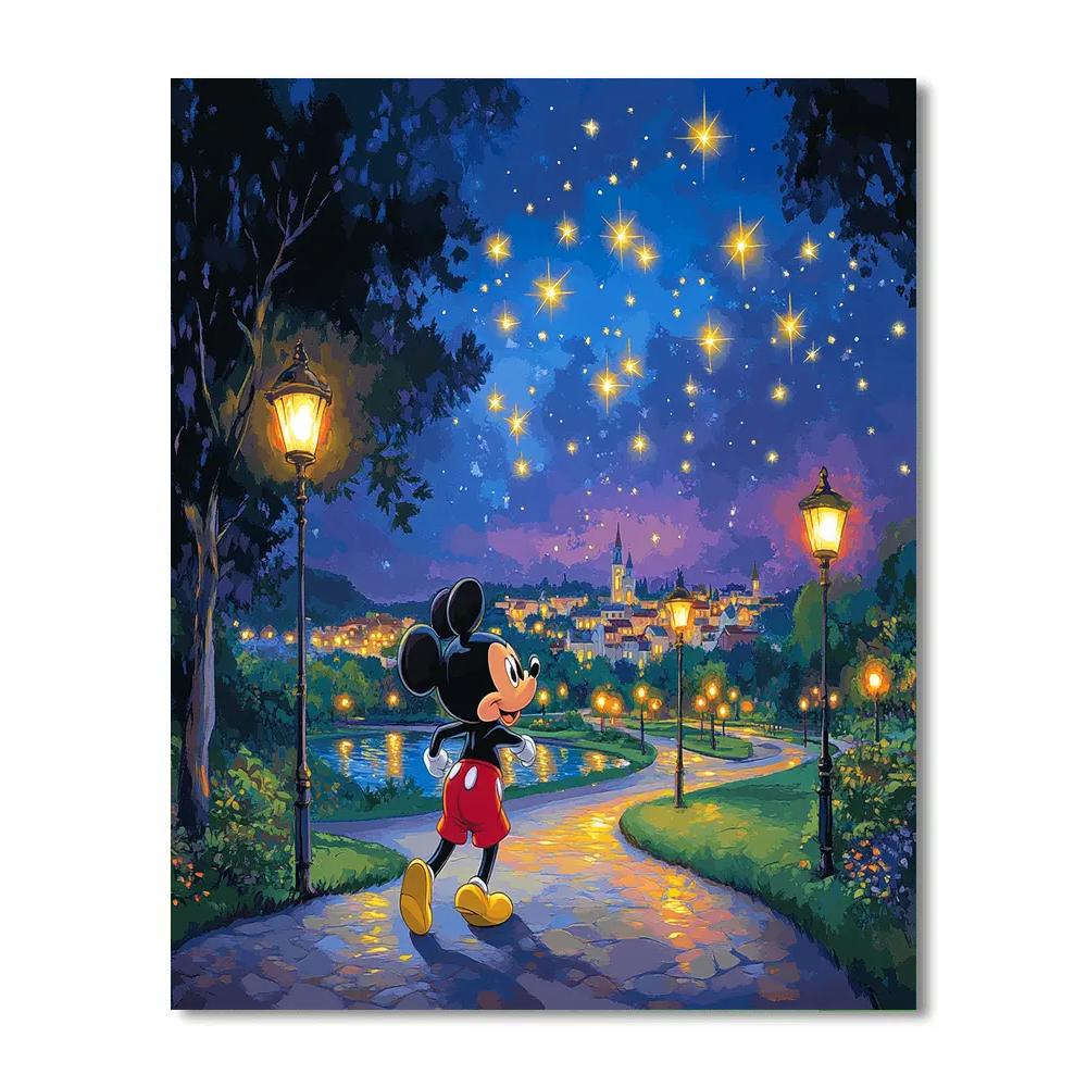 Mickey Mouse Starry Park Stroll Disney Inspired paint by number