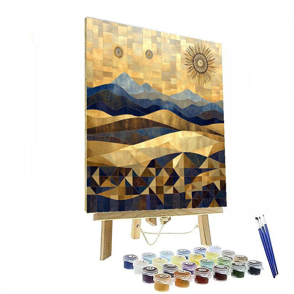 Gustav Klimt Inspired Mosaic Mountain Horizons painting number kit