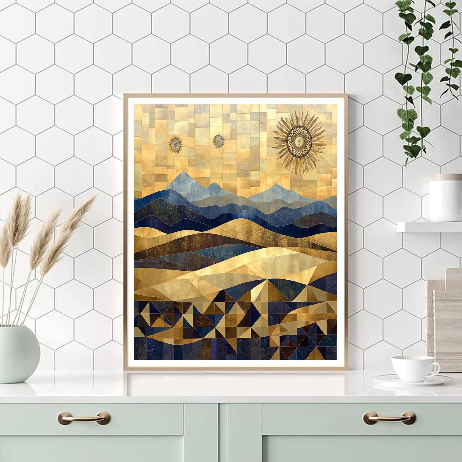 Gustav Klimt Inspired Mosaic Mountain Horizons painting number kit