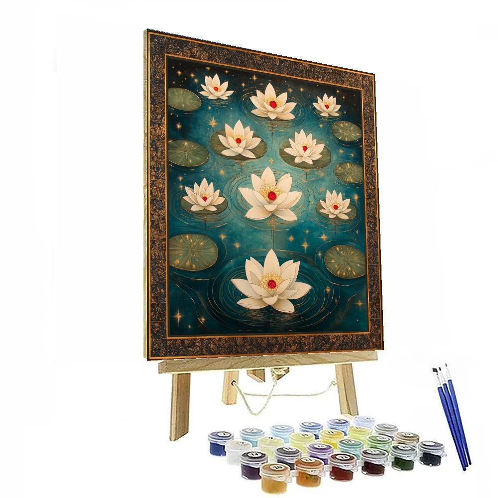 Gustav Klimt Inspired Lotus Constellation Pond Numbered painting kits