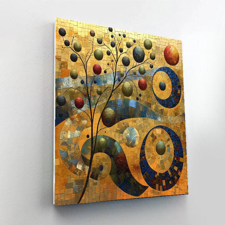 Gustav Klimt Inspired Spiral Orchard In Gold Numbered painting kits