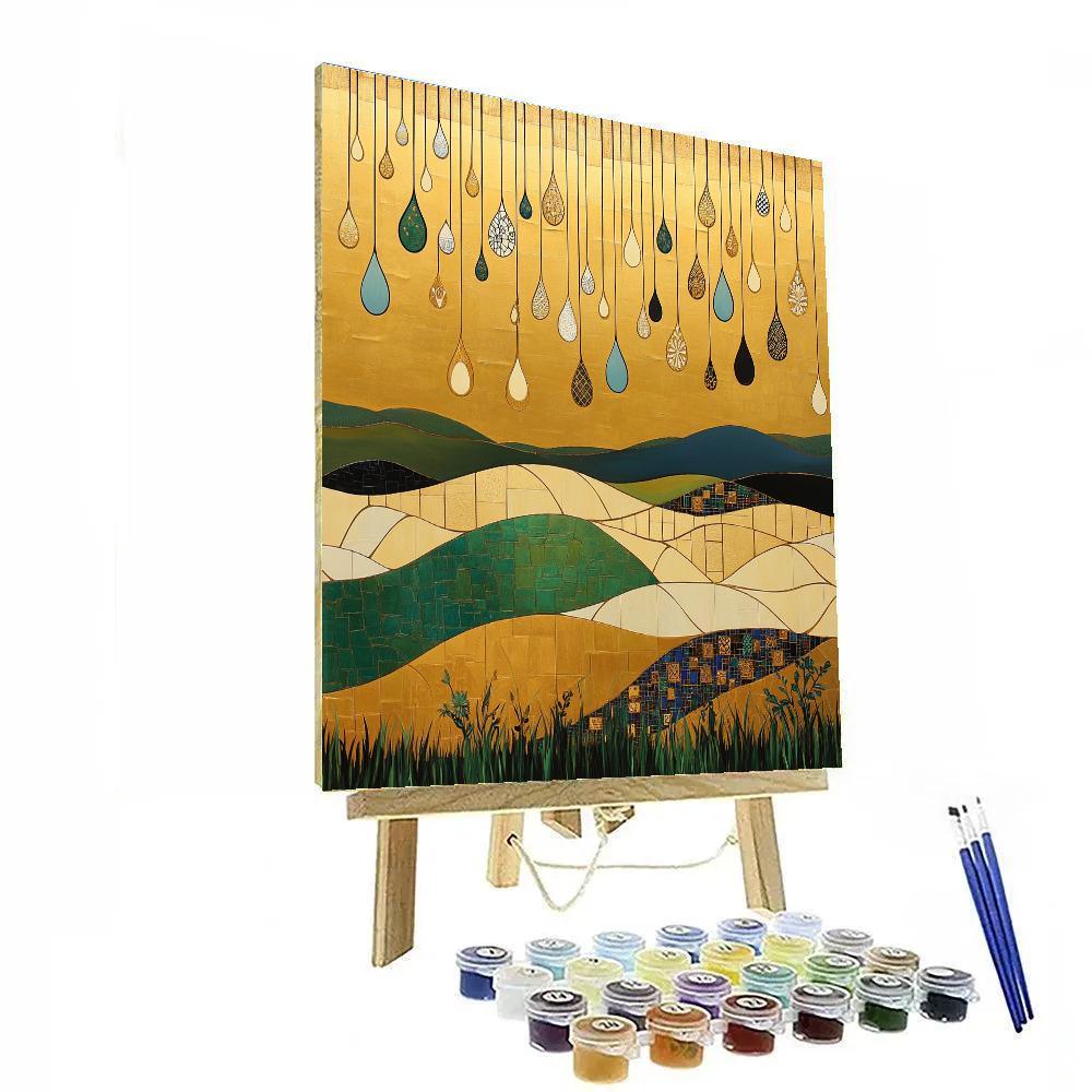 Gustav Klimt Inspired Decorative Rain Over Quiet Fields painting number kit
