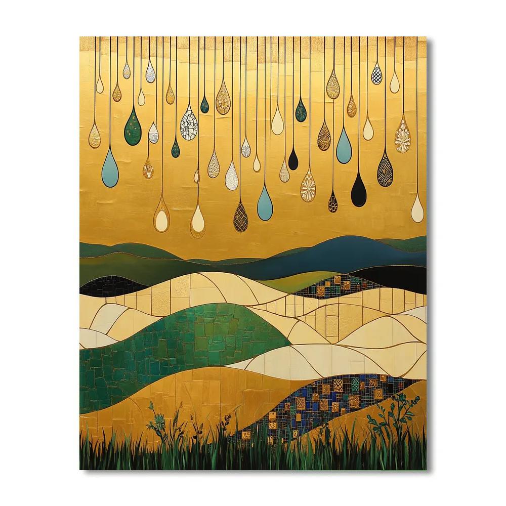 Gustav Klimt Inspired Decorative Rain Over Quiet Fields painting number kit