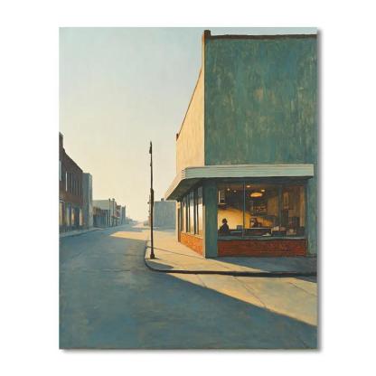 Edward Hopper Inspired Empty City Sunrise Painting by numbers kit