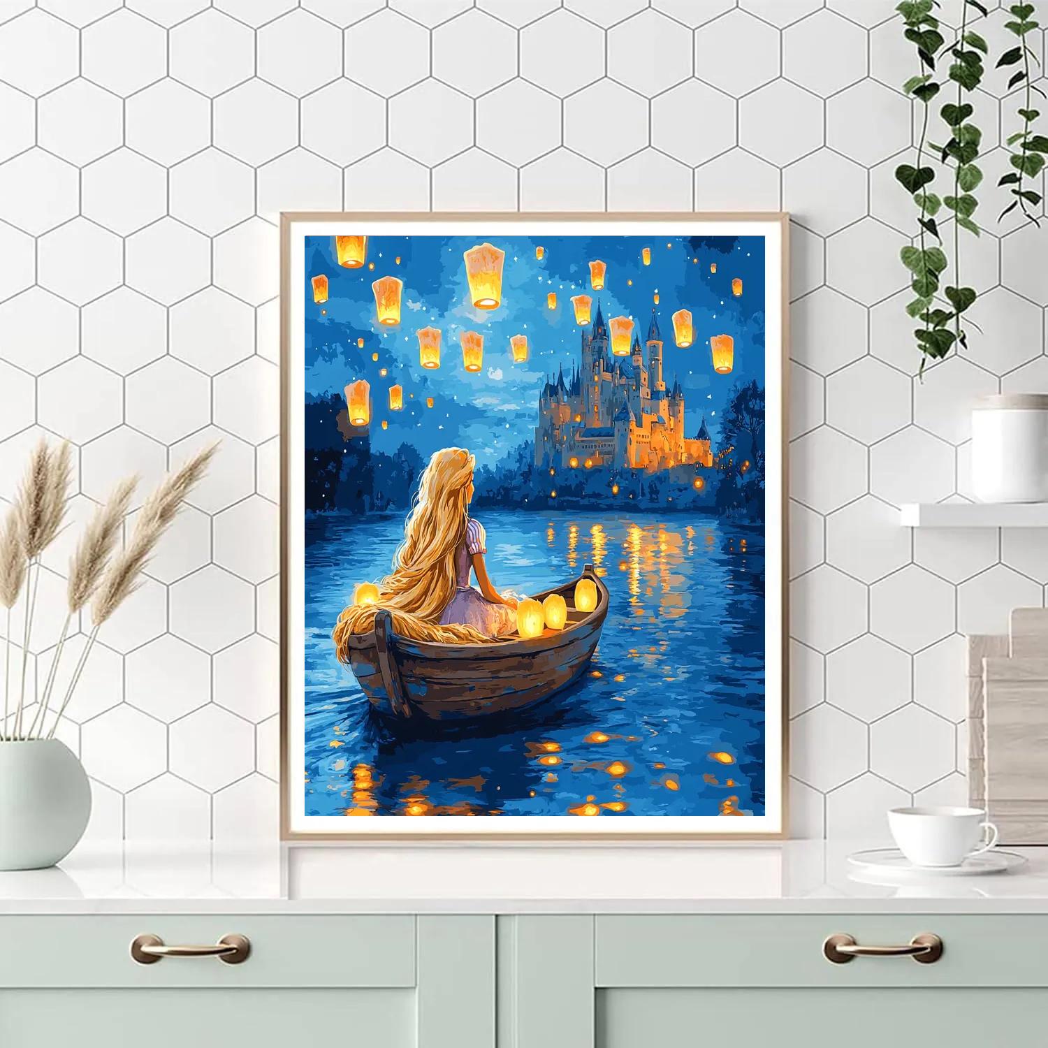 Rapunzel Lantern River Glow Disney Inspired Paint by numbers art
