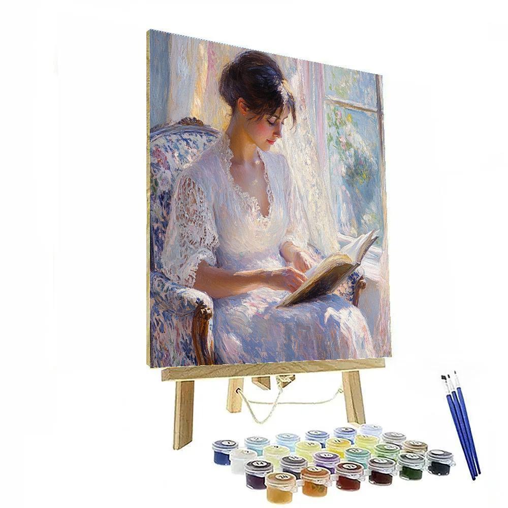 Mary Cassatt Inspired Reading By The Window paint by numbers