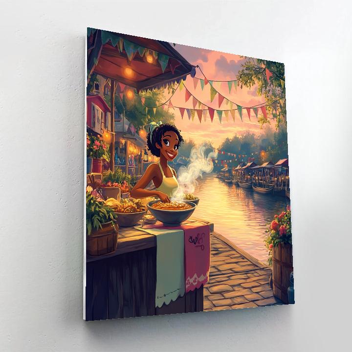 Tiana Riverside Market Morning Disney Inspired DIY paint by numbers
