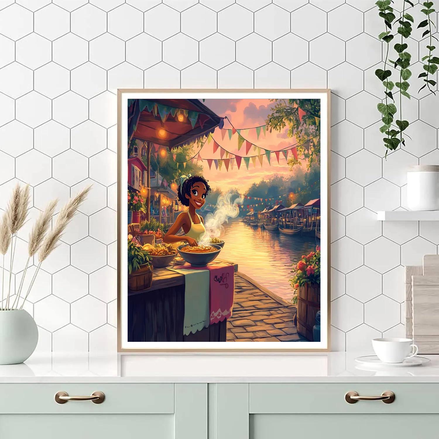 Tiana Riverside Market Morning Disney Inspired DIY paint by numbers